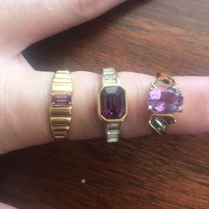 Vintage costume jewelry purple ring lot